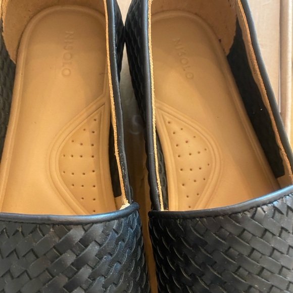 Men’s Black Leather Alejandro Nisolo Slip On Woven Loafers New Size 11 in box main image 6
